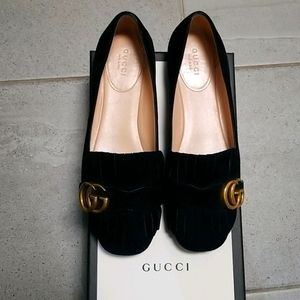 Gucci marmont suede ballet flats